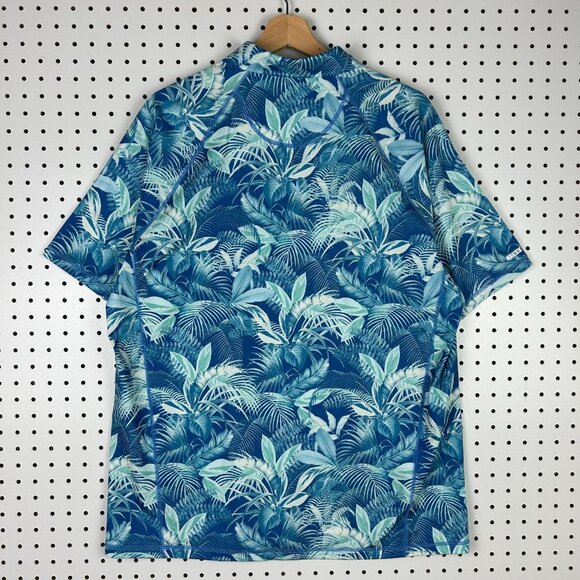 Tommy Bahama Islanzone Large Blue Hawaiian Short Sleeve Button Shirt Performance - Picture 5 of 8